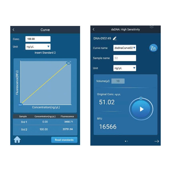 Smart-Q™ 100 Fluorometer, screens